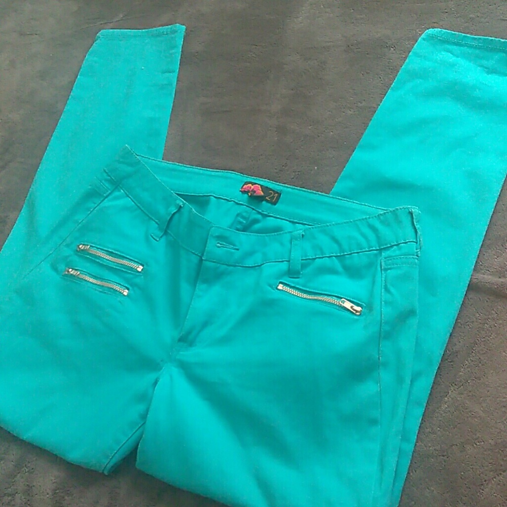 Turquoise Skinny Leg Pants